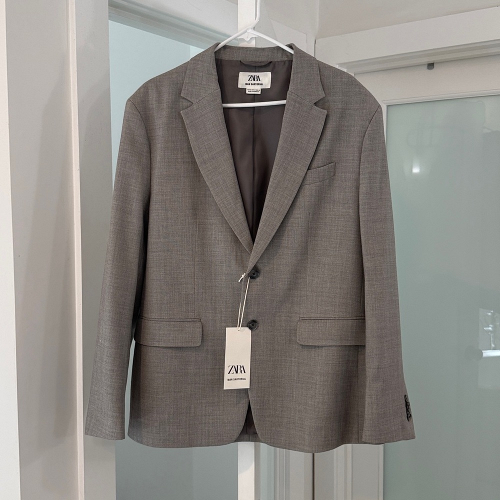 Zara Men's Taupe Grey Sport Coat Blazer
